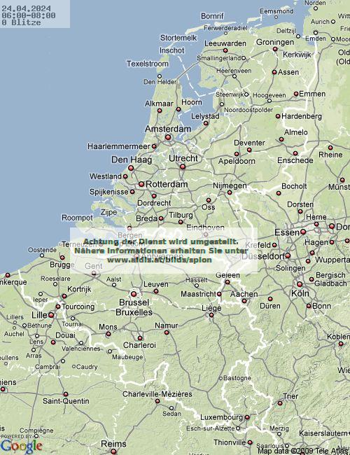 Lightning Netherlands 06:00 UTC Wed 24 Apr