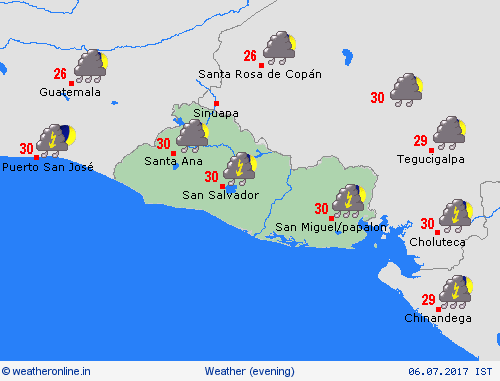 overview El Salvador Central America Forecast maps