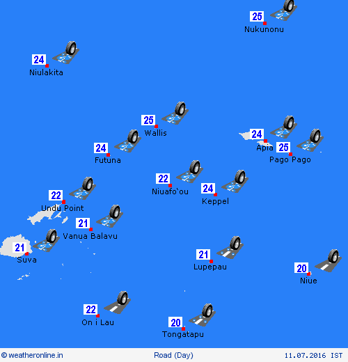 road conditions Futuna and Wallis Pacific Forecast maps