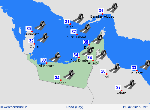 road conditions United Arab Emirates Asia Forecast maps