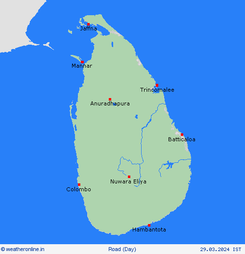 road conditions Sri Lanka Asia Forecast maps