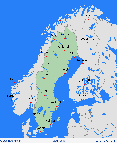 road conditions Sweden Europe Forecast maps