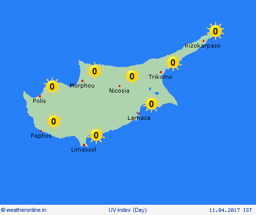 uv index Cyprus Europe Forecast maps