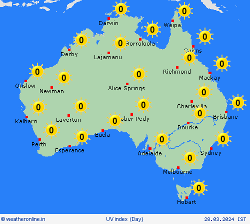 uv index Australia Pacific Forecast maps