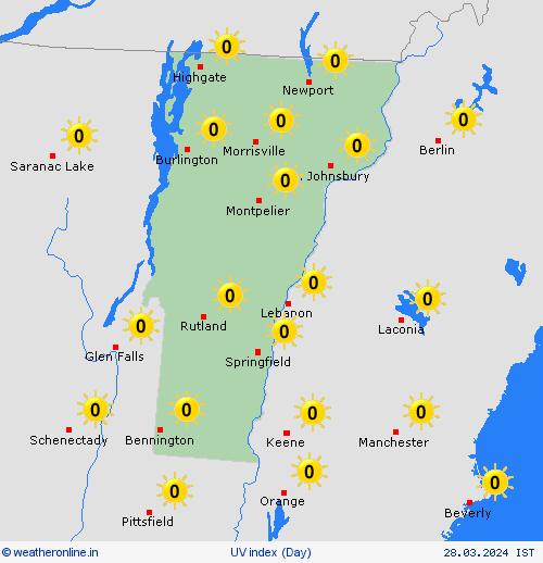 uv index Vermont North America Forecast maps