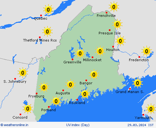 uv index Maine North America Forecast maps