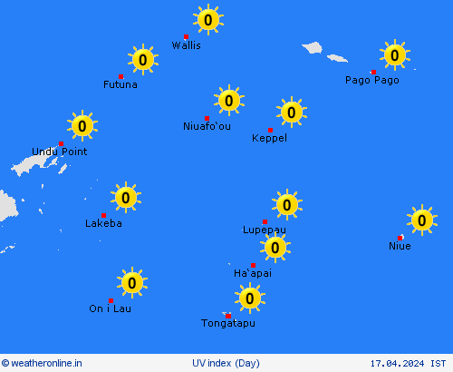 uv index Tonga Islands Pacific Forecast maps