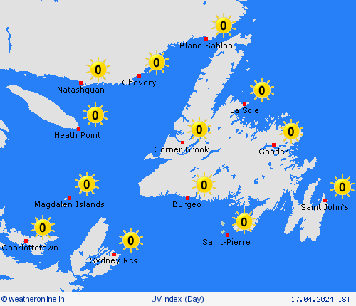 uv index Saint Pierre and Miquelon North America Forecast maps