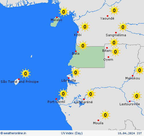 uv index Equatorial Guinea Africa Forecast maps