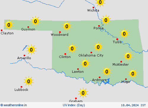uv index Oklahoma North America Forecast maps