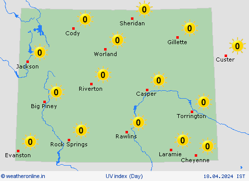 uv index Wyoming North America Forecast maps