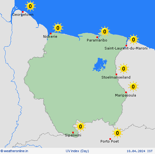 uv index Suriname South America Forecast maps