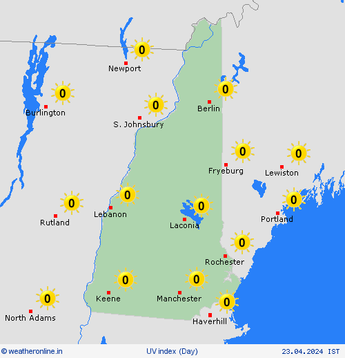 uv index New Hampshire North America Forecast maps