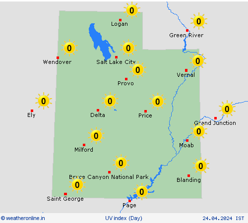 uv index Utah North America Forecast maps