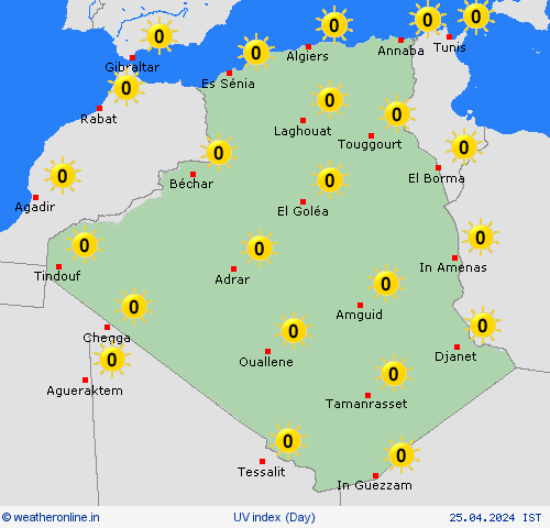uv index Algeria Africa Forecast maps