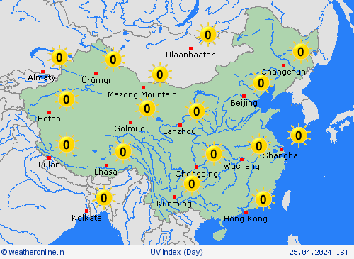 uv index China Asia Forecast maps