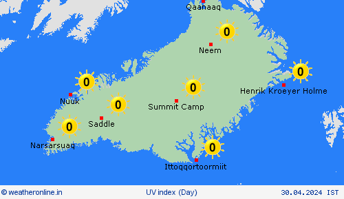 uv index Greenland Europe Forecast maps