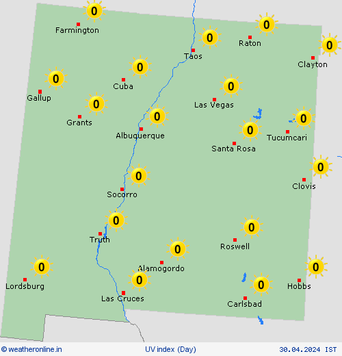 uv index New Mexico North America Forecast maps