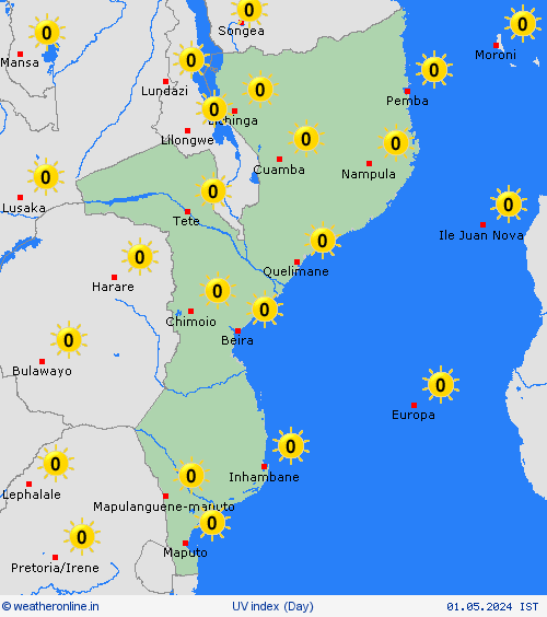 uv index Mozambique Africa Forecast maps