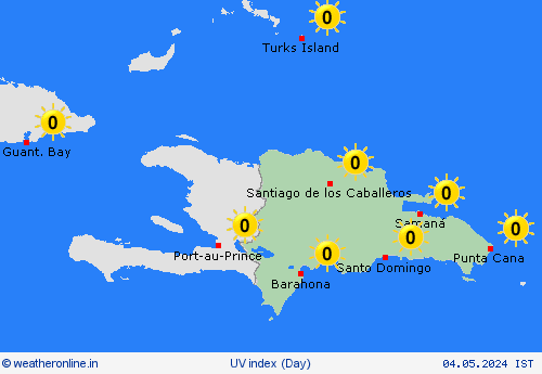 uv index Dominican Republic Central America Forecast maps