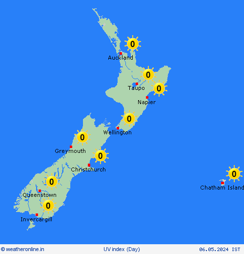 uv index New Zealand Pacific Forecast maps