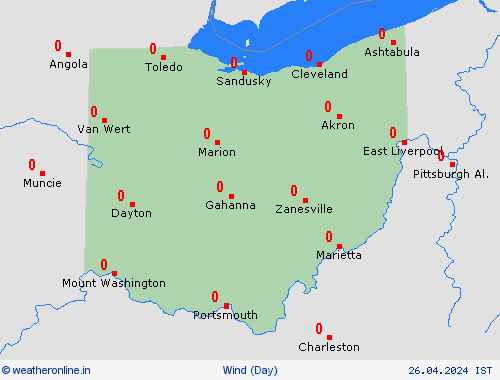 wind Ohio North America Forecast maps