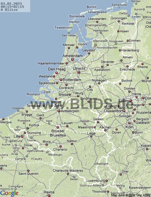 Lightning Netherlands 01:15 UTC Fri 03 Feb