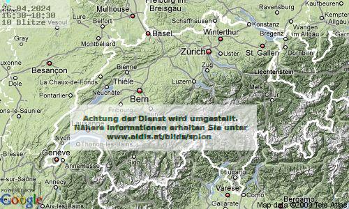 Lightning Switzerland 16:30 UTC Fri 26 Apr