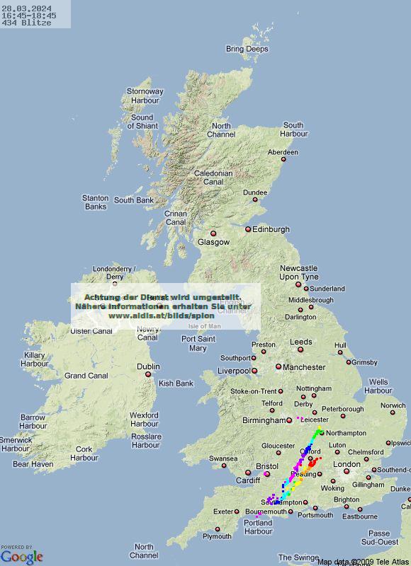 Lightning UK 17:45 UTC Thu 28 Mar