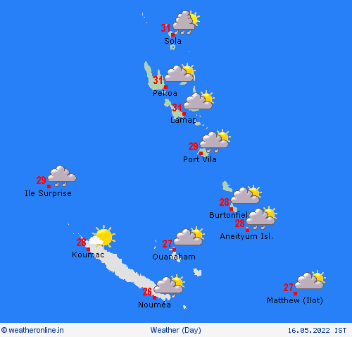 overview Vanuatu Pacific Forecast maps