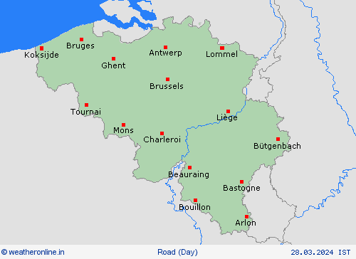 road conditions Belgium Europe Forecast maps
