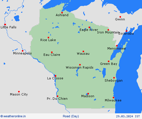 road conditions Wisconsin North America Forecast maps