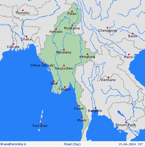 road conditions Myanmar Asia Forecast maps
