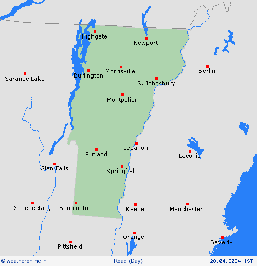 road conditions Vermont North America Forecast maps