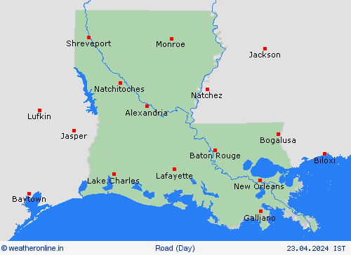road conditions Louisiana North America Forecast maps