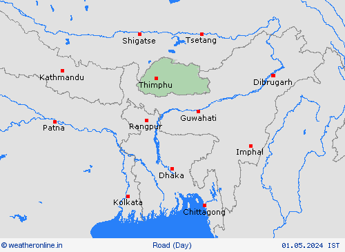 road conditions Bhutan Asia Forecast maps