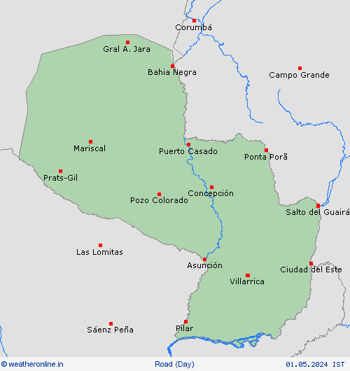 road conditions Paraguay South America Forecast maps