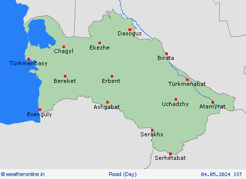 road conditions Turkmenistan Asia Forecast maps