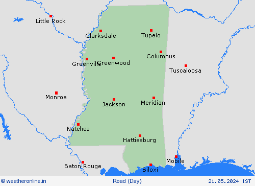 road conditions Mississippi North America Forecast maps