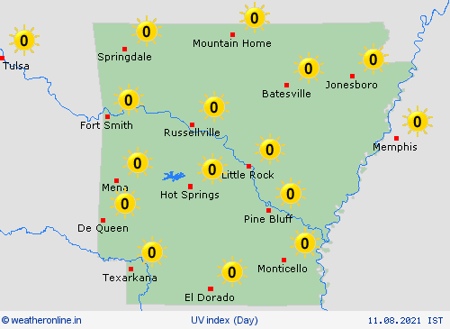 uv index Arkansas North America Forecast maps