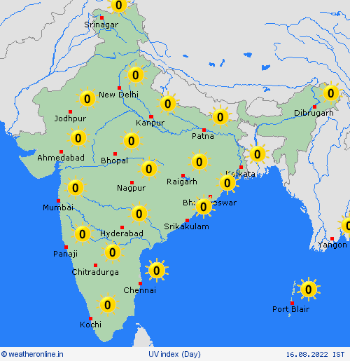 uv index India India Forecast maps