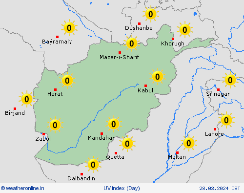 uv index Afghanistan Asia Forecast maps