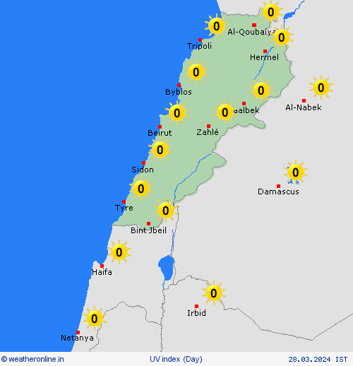 uv index Lebanon Asia Forecast maps