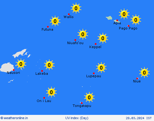 uv index Samoa Pacific Forecast maps