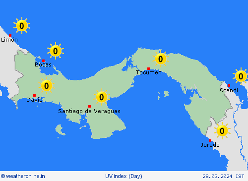 uv index Panama Central America Forecast maps