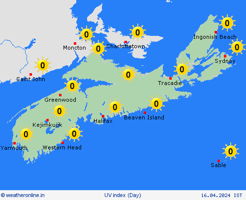 uv index Nova Scotia North America Forecast maps