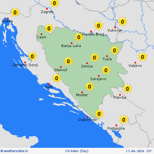 uv index Bosnia and Herzegovina Europe Forecast maps