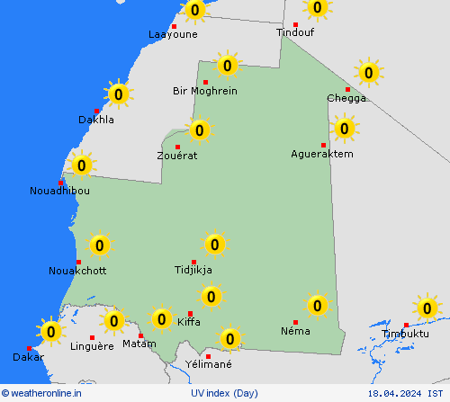 uv index Mauritania Africa Forecast maps