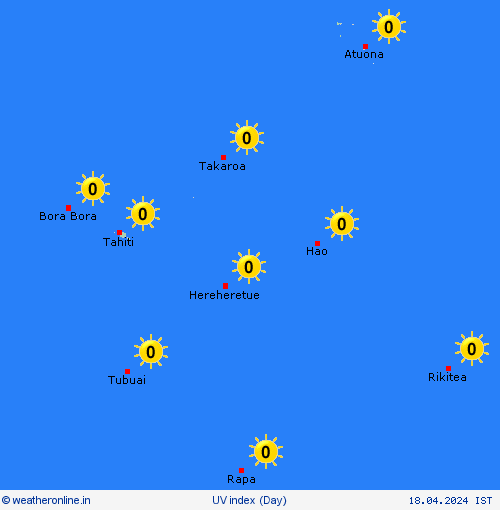 uv index French Polynesia Pacific Forecast maps
