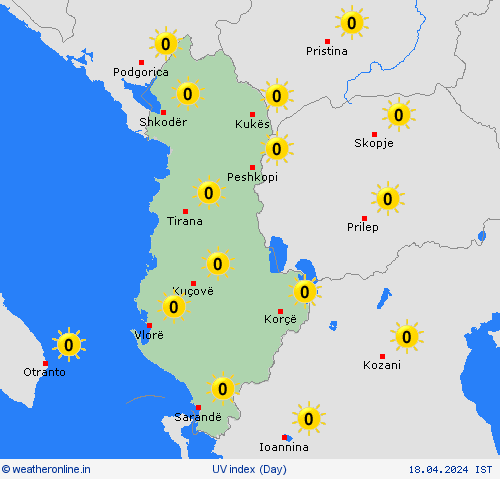 uv index Albania Europe Forecast maps